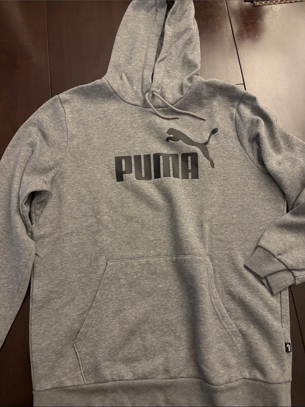 Puma Men's Heather Gray Logo Pullover Hoodie